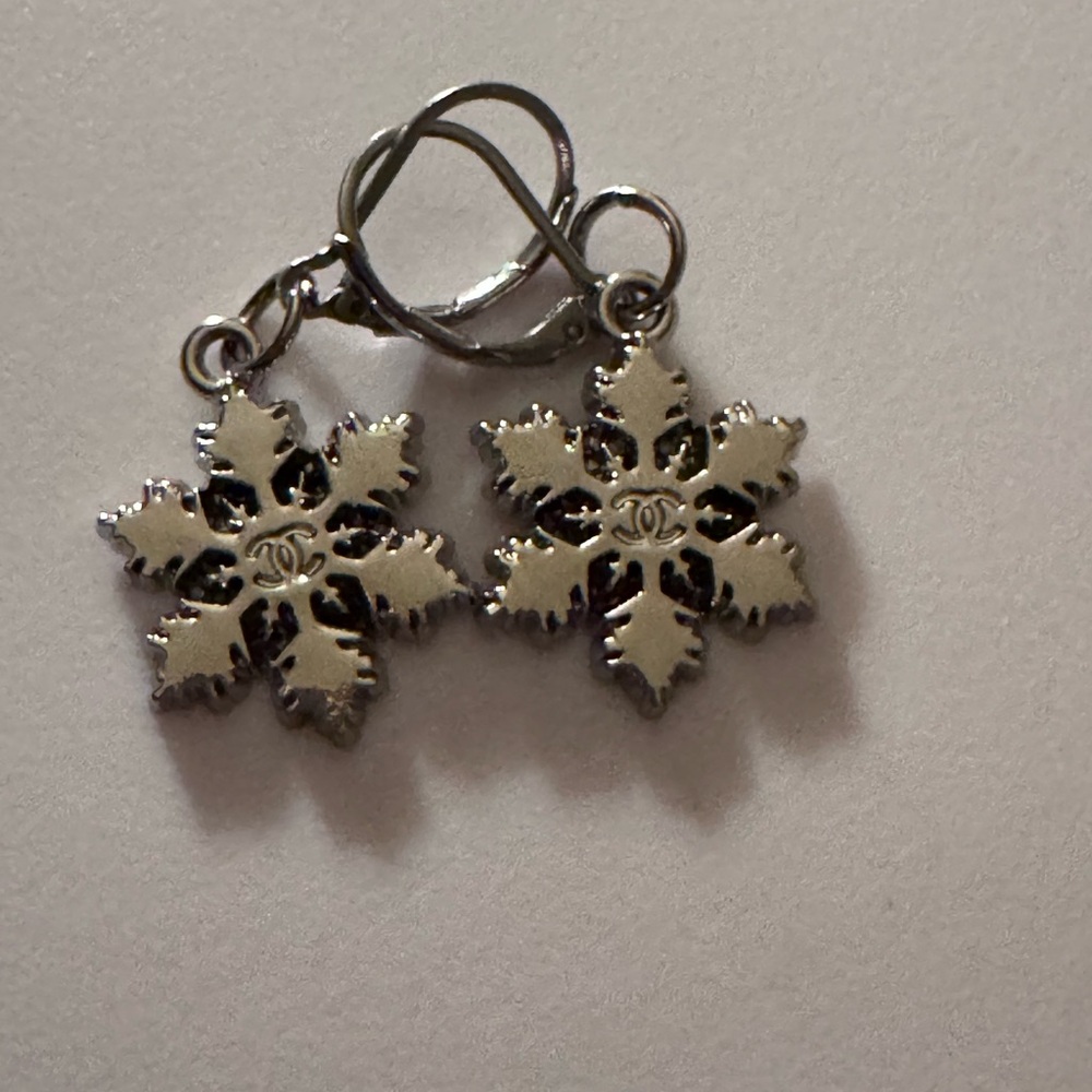 Snowflake zipper pull earrings designer
